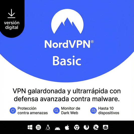 NordVPN Standard 10 dispositivos por 1 mes – VPN rápida y segura para PC, Android, Mac e iOS